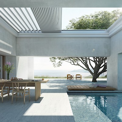 WAREMA Lamaxa L70 free Lamellendach mit einfahrbaren Lamellen